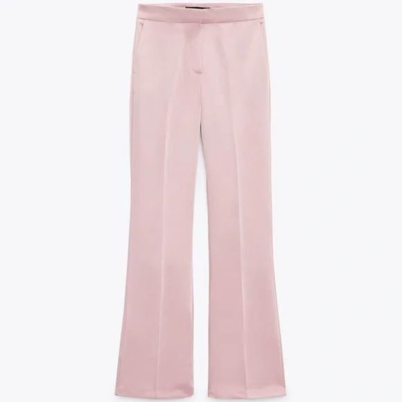 ZARA FLARED SATIN PANTS PINK - Picture 2 of 6